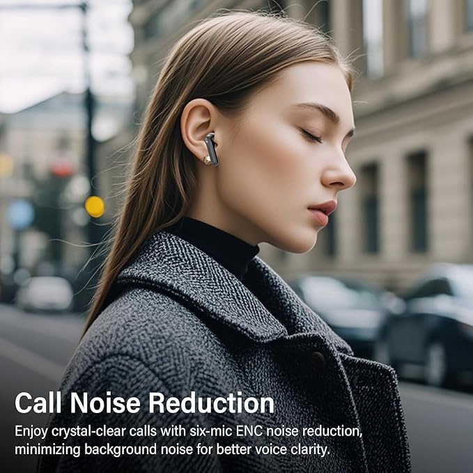 Adaptive Hybrid Active Noise Canceling Wireless Earbuds, 6 Mics ENC Clear Call Ear Buds, Hi-Res Audio Deep Bass Bluetooth 5.4 Headphones, 48H Playtime, Wireless Charging, Multipoint Connection, Black