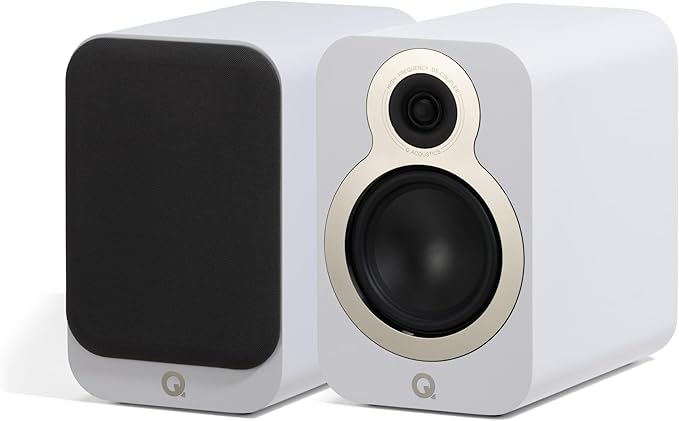 Q Acoustics 3030c Bookshelf Speakers Pair Satin White - 2-Way Reflex Enclosure Type, 5.5" Bass Driver, 0.9" Tweeter - Stereo Speakers/Passive Speakers for Home Theater Sound System