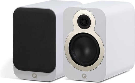 Q Acoustics 3030c Bookshelf Speakers Pair Satin White - 2-Way Reflex Enclosure Type, 5.5" Bass Driver, 0.9" Tweeter - Stereo Speakers/Passive Speakers for Home Theater Sound System