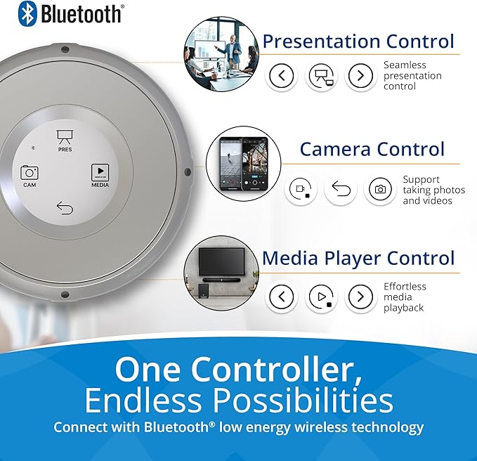 Smart Home Controller + Bluetooth Controller - Works with Alexa, Google Home, Home Assistant, SmartThings, Lights, thermostats and More - Programmable & Customizable Buttons (Sterling Moon)