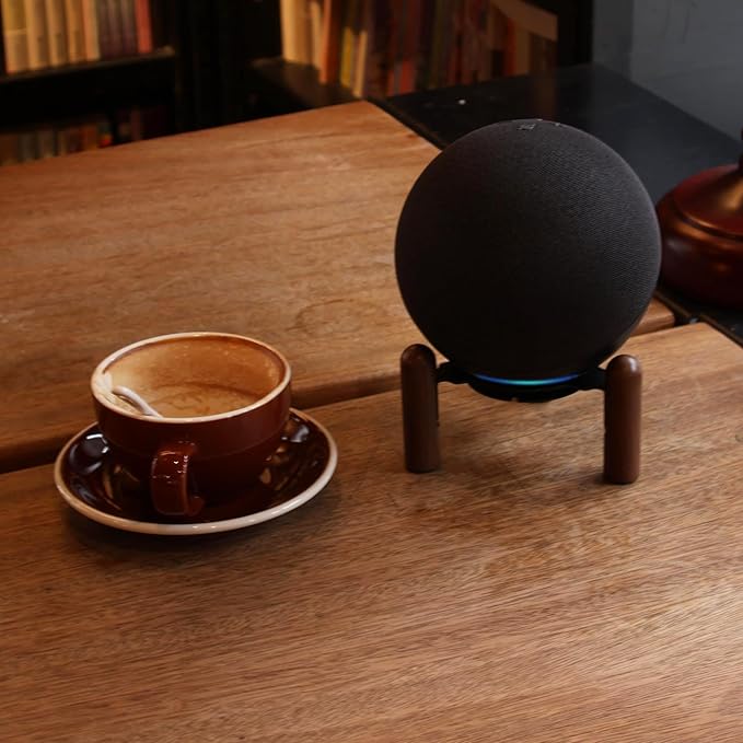 Desktop Holder Mount Stand for Echo 4th Gen，HomePod mini and Other Suitable Speakers. Black Walnut Wood.