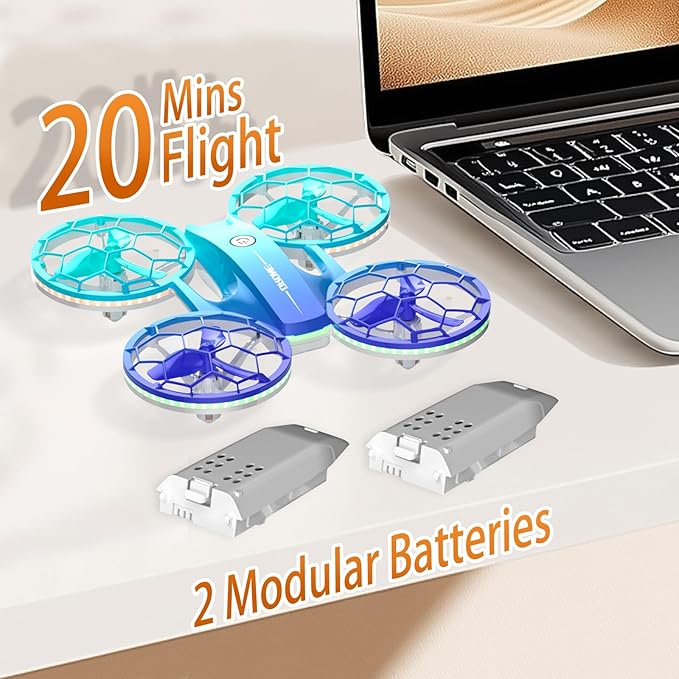 Drone for Kids and Beginners, Quadcopter Indoor Small with 2 Modular Batteries, 360° Flips, 3 Speeds, Auto Hover, LED Lights, Great Christmas Birthday Gift Toy for Boys and Girls
