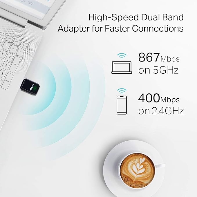 TP-Link AC1300 USB WiFi Adapter(Archer T3U)- 2.4G/5G Dual Band Wireless Network Adapter for PC Desktop, MU-MIMO WiFi Dongle, USB 3.0, Supports Windows 11, 10, 8.1, 8, 7, XP/Mac OS X 10.9-10.14