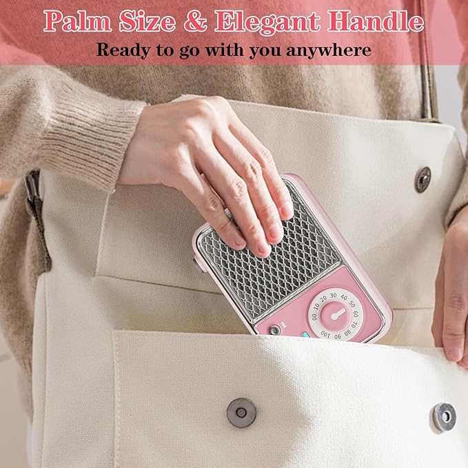 Retro Bluetooth Speaker, Vintage Decor, Wireless Portable Mini Bluetooth Speaker, Small Cute Stylish Vintage Speakers for Kitchen Desk Bedroom Home Office Party Outdoor Gift Pink