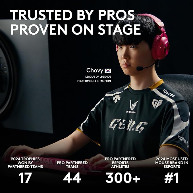 Logitech G PRO X Superlight 2 Wireless Gaming Mouse, 60g Pro-Grade with 5 Programmable Buttons, 44k DPI Sensor, 8kHz Report Rate, USB-C Charging for PC/Mac - Magenta