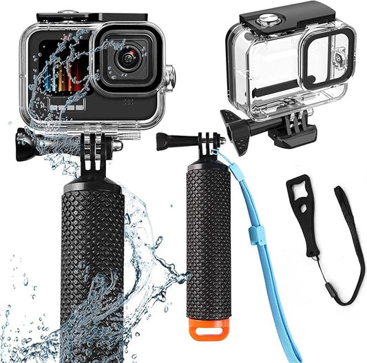 BO&DQQ Compatible for Go Pro Hero 13 12 11 10 9 Black Waterproof Housing Case 60M/196FT Protective Underwater Diving Case Shell with Cameras Handle Mount Accessories Kit