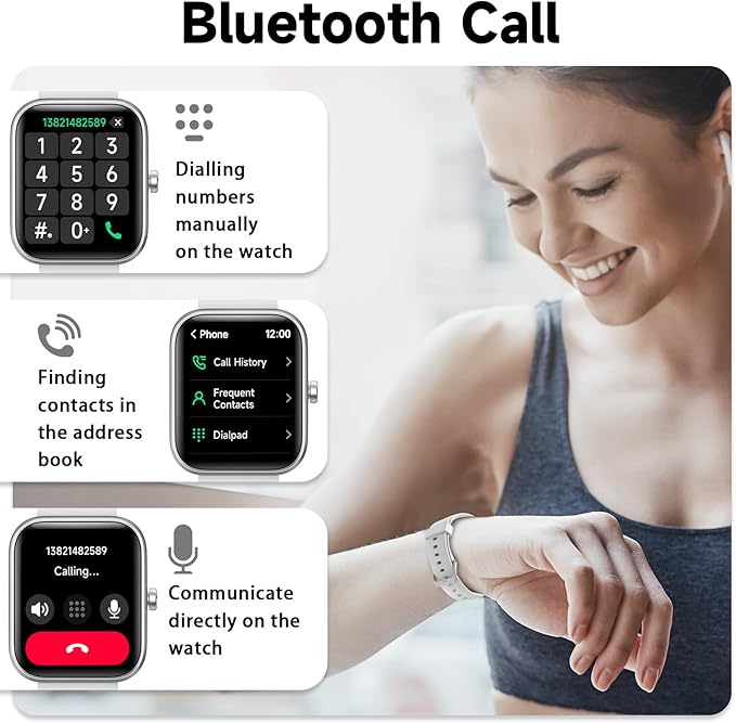 Smart Watch for Men Women with Bluetooth Call,Alexa Built-in Smartwatch,1.8" DIY Dial Fitness Watch with 100+ Sport Mode,IP68 Waterproof Watch Compatible with Android iOS