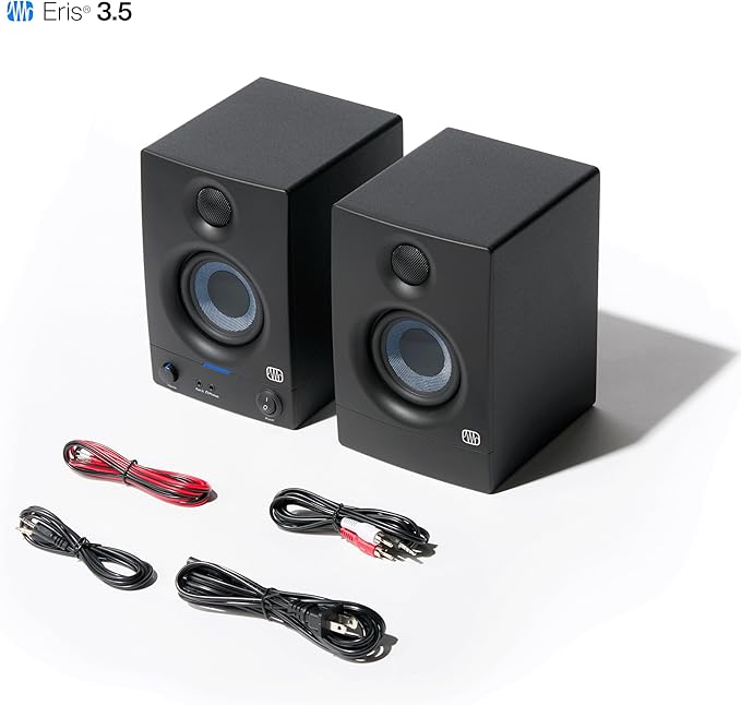 PreSonus Eris 3.5 Studio Monitors, Pair — Powered, Active Monitor Speakers for Near Field Music Production, Desktop Computer, Hi-Fi Audio
