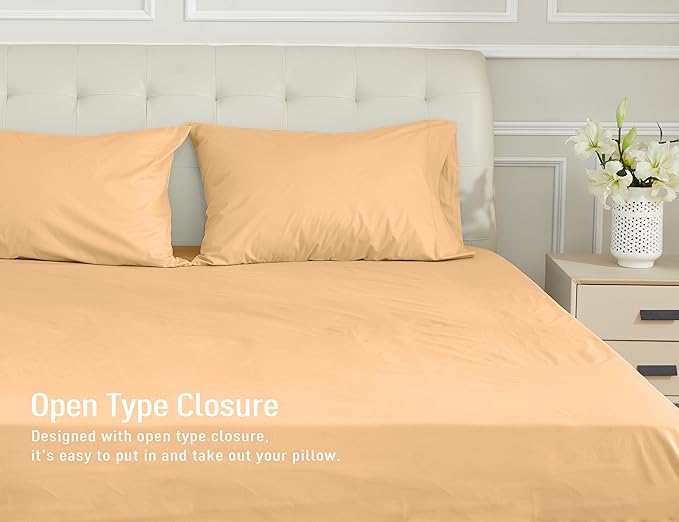 Sunflower Queen Pillowcases Set of 2, 100% Cotton Queen Size Pillow Cases 2, 20×30 inches Desert Mist, Soft and Breathable