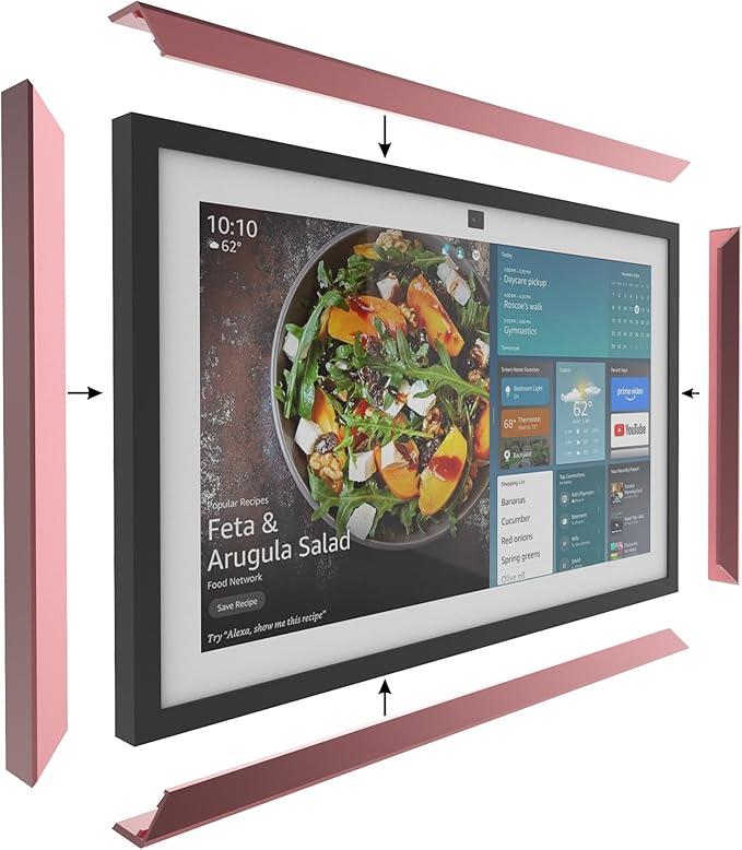 Aluminum Alloy Decorative Frame for Echo Show 15 (Champagne Golden)