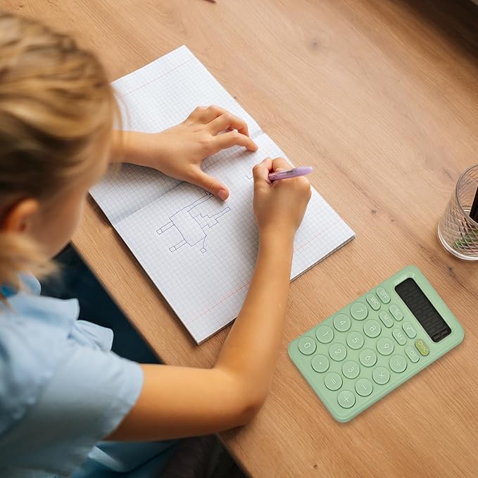 Cute Calculator, Basic Four Function Calculator for Teachers Students Basics Office, Small Handheld Calculator, 8 Digit with LCD Display, Sensitive Button, 5.5×3.2 inches Light Green