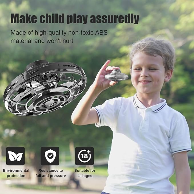 FLYNOVA Hand Operated Mini Drones,UFO Magic Flying Orb Ball Toys with Lights,Hover Boomerang Flying Spinner,Christmas Birthday Gifts for 6 7 8 9 10 11+ Boys Girls Teen,Kids Adults Indoor Outdoor Toys