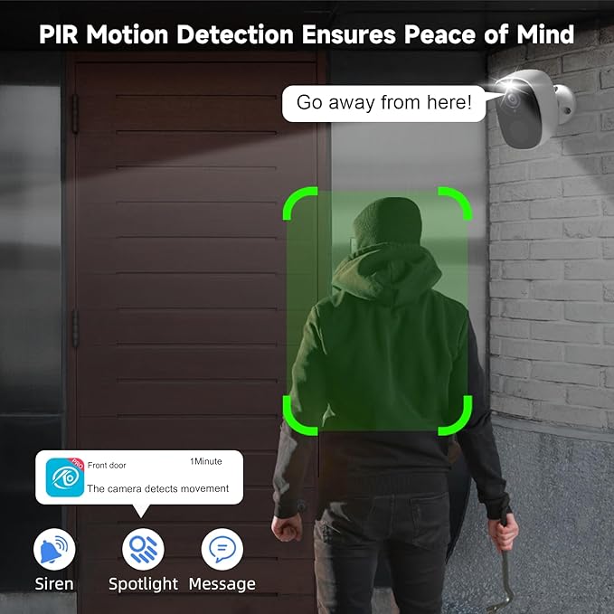 2pcs 5G/2.4G WiFi Security Cameras Wireless Outdoor,2K Battery Powered Home Indoor Camera with AI Motion Detection, Siren,Color Night Vision, 2-Way Talk, IP65 Waterproof, Works/Alexa, Cloud/SD