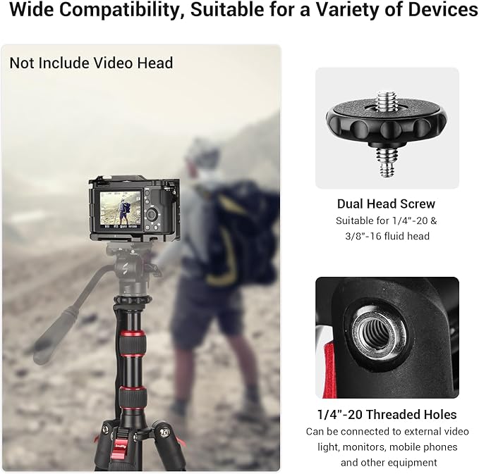 SmallRig T-10 Camera Tripod, 68" Foldable Aluminum Tripod & Monopod, Compatible with 1/4"-20 and 3/8"-16 Video Head, Payload 33lb, Adjustable Height from 19.7" to 67.7" for Camera, Phone - 3983