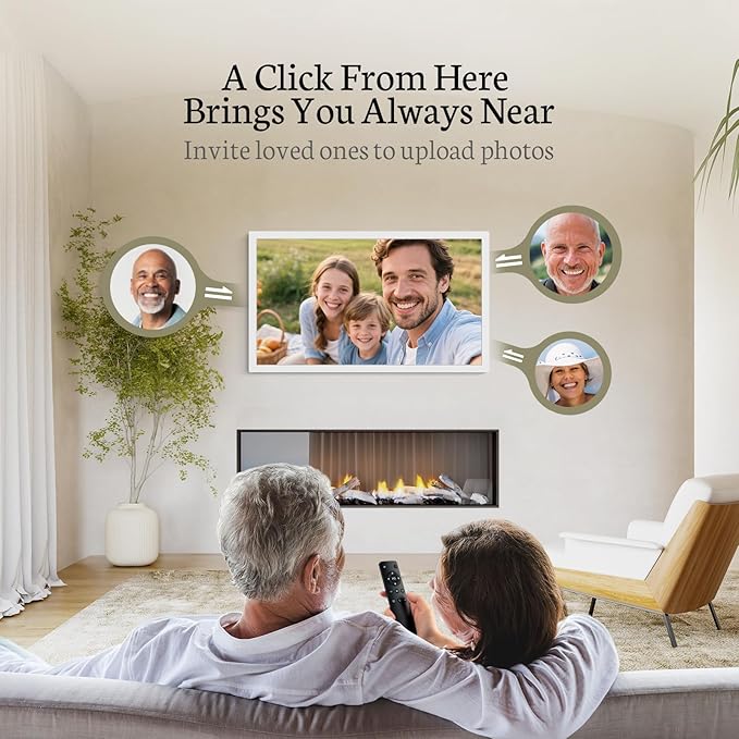 BSIMB Large Digital Picture Frame 24 Inch, 1920x1080 FHD WiFi Digital Photo Frame Electronic 32GB Display, Wall Mount Included, Share Pictures/Videos via App Easy Setup Gifts for Mom(Non-Touch), White