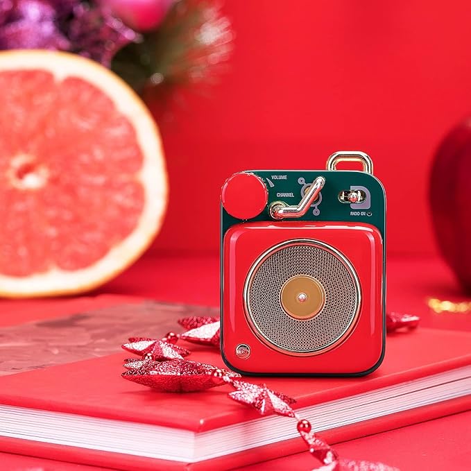 Muzen Mini Bluetooth Speaker, Button Small Cute Portable Metal Retro Wireless Speaker with Loud Volume Great Sound and Portable Lanyard & Gift Bag for Office Classic Vintage Decor