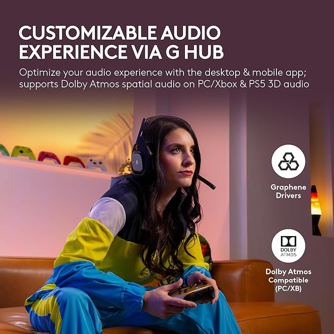 Logitech G Astro A50 Omni-Platform Wireless Gaming Headset + Base Station for PS5, Xbox, PC: PLAYSYNC Audio Switcher, <16 bit/48kHz (Console), <24 bit/48 kHz (PC), 24hr Battery, 2.4GHz & BT - Black
