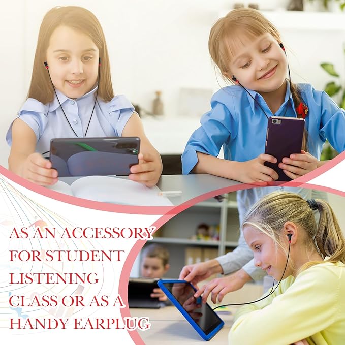 Kanayu 100 Pack Wired Earbuds Bulk for Classroom Ear Headphones Wired Basic Student Earbuds No Microphone with 3.5mm Jack for Kids Class Laptop School Library, Individually Bagged(Red)