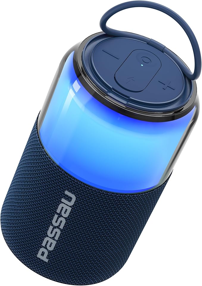 Passau Portable Bluetooth Speaker Wireless with Lights, 15W Loud Stereo Clear Sound, All Day Playtime, BT 5.4, TWS Paring, for Home Outdoor Party Beach (Blue)