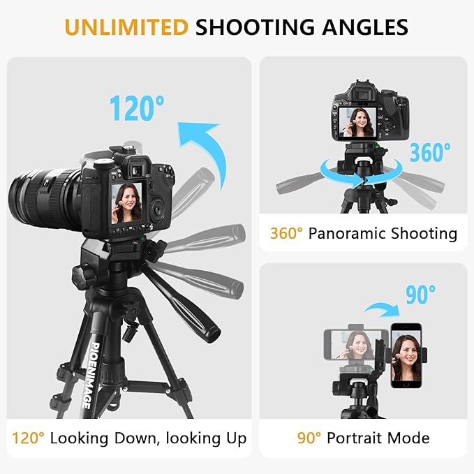25 inch Mini Tripod for Camera, Small Tripod for Camera and Phone, Travel Stand for Photography, Video Recording, Compatible with DSLR, Smartphone, Spotting Scopes