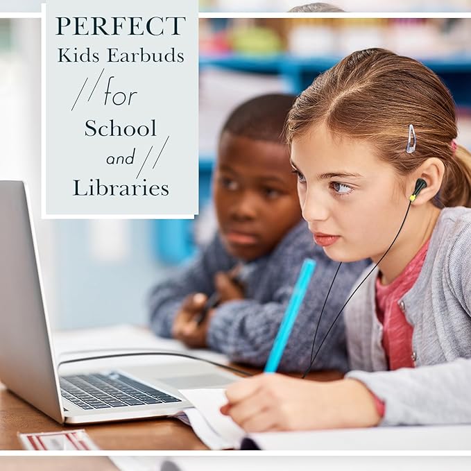 Kanayu 100 Pack Wired Earbuds Bulk for Classroom Ear Headphones Wired Basic Student Earbuds No Microphone with 3.5mm Jack for Kids Class Laptop School Library, Individually Bagged(Colorful)