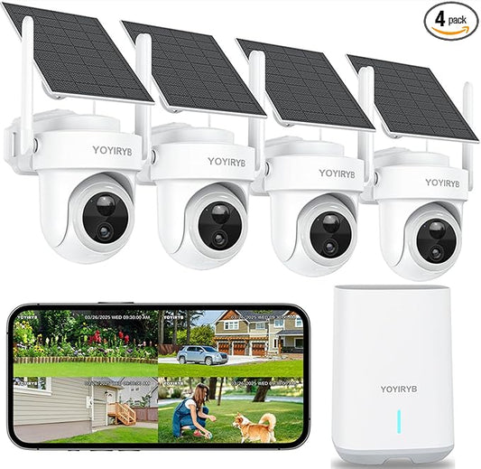 Security Cameras Wireless Outdoor, 4K Solar Cameras for Home Security with Color Night Vision & 360° Pan & Tilt Tracking - 5G & 2.4G WiFi Security Camera System, Easy Setup, No Subscription
