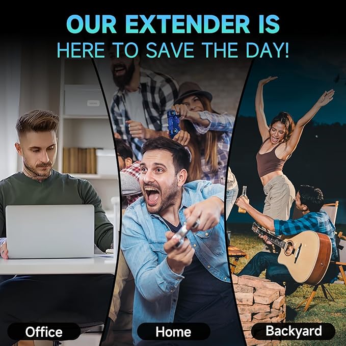 WiFi Extender Signal Booster for Whole Home & Backyard - 10K Sq.Ft Coverage w/4 Antennas | 90% Faster Internet Booster w/Ethernet Port, Easy Setup Wireless Repeater Works with Any Router