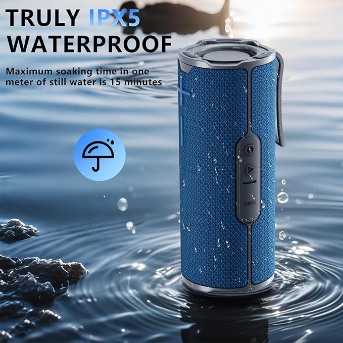 COOPERS Portable Bluetooth Speaker, Wireless Bluetooth Speaker, IPX5 Waterproof Speakers with RGB Lights, Loud Stereo Sound Deep Bass, Long Playtime TWS Pairing for Home/Party/Outdoor Beach