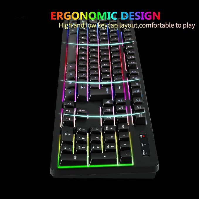 Wireless RGB Gaming Keyboard and Mouse - Rechargeable RGB Backlit,Long Battery Life,Mechanical Feel,7 Color Gaming Mouse for PC Game and Work