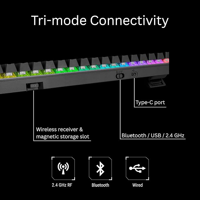 ASUS ROG Strix Scope II 96 Wireless Mechanical Gaming Keyboard – 96% Full-Size, Tri-Mode Connectivity, Hot Swappable Pre-lubed ROG NX Storm Clicky Switches, PBT Keycaps, RGB, PC/Mac Support - Black