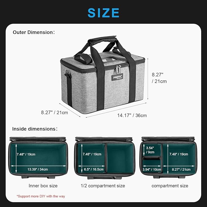 FOMITO AB-20B Foldable Camera Bag for DSLR/Gimbal/Drone 35x21x20cm Shockproof Case Foam Compartments & Carry Handle