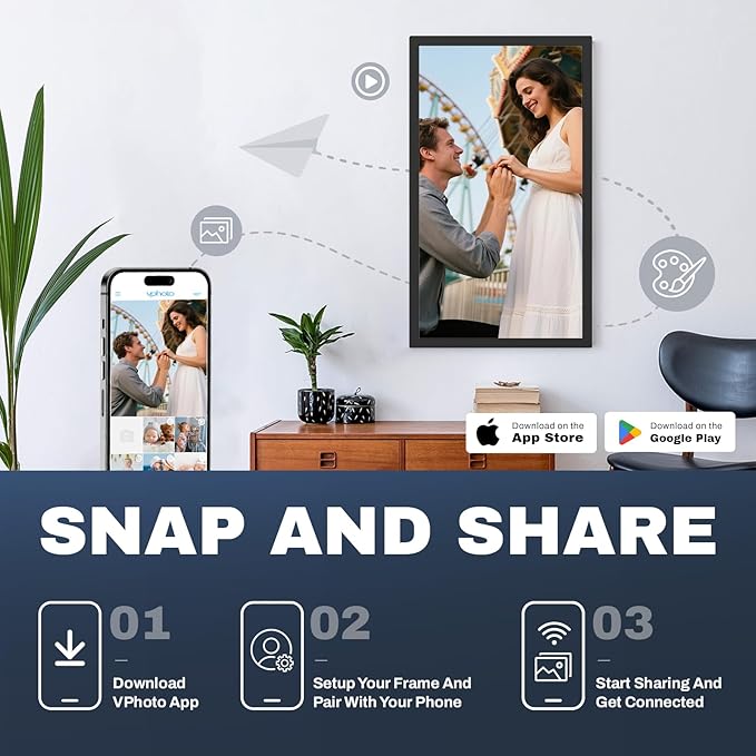 Large Digital Picture Frame 27 inch, 1920x1080 FHD IPS WiFi Digital Photo Frame with Remote, 32GB Storage, Auto-Rotate, Instantly Share Photo/Video via Apps/Email, USB/Mirco SD, Black