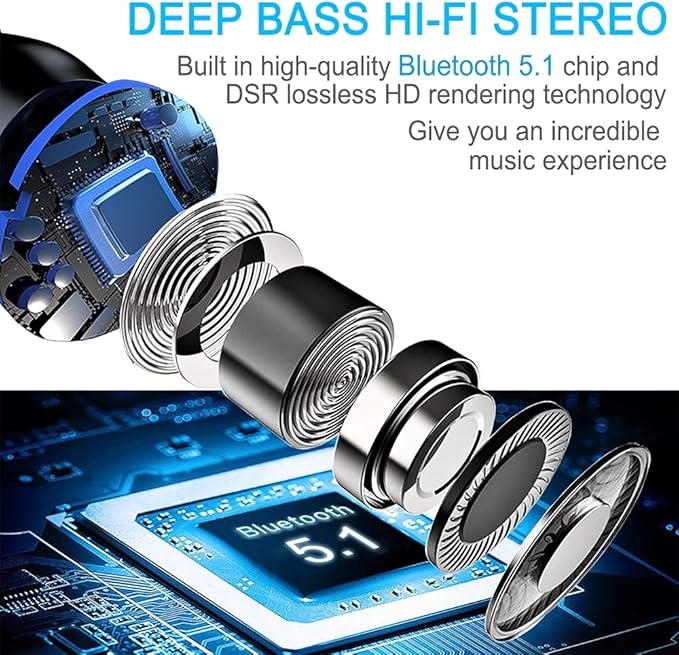 Motast Wireless Earbuds, Bluetooth 5.1 Earbuds with 140H Playtime, Bluetooth Headphones Noise Cancelling Stereo Bass Wireless Earphones in Ear with Mic, USB-C Charging Case, IP7 Waterproof Headset