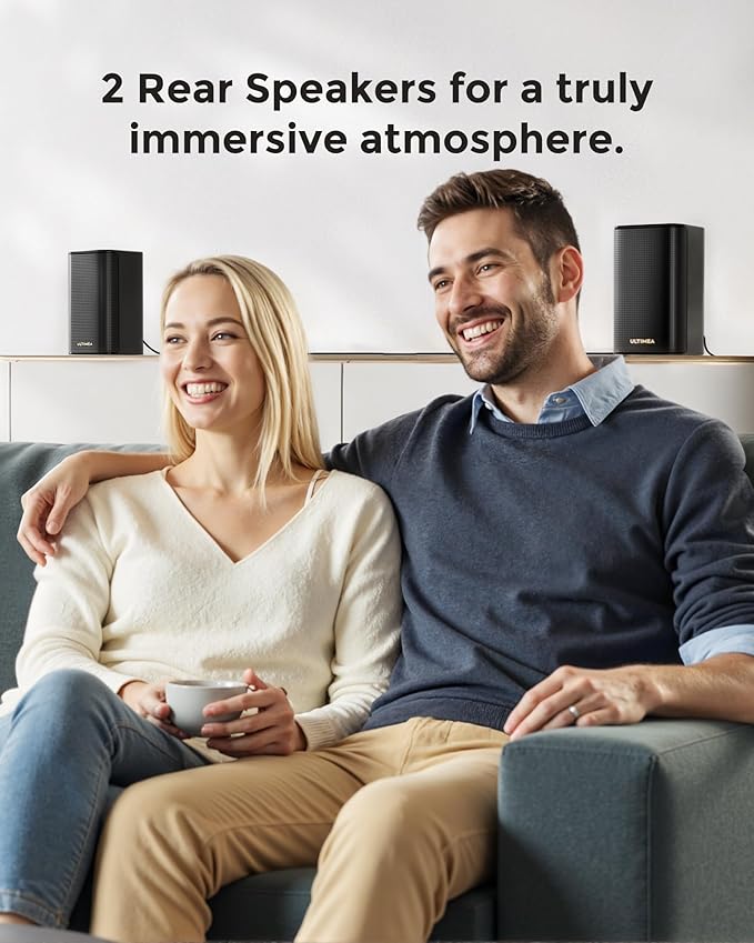 ULTIMEA 5.1.2ch Sound Bar with Dolby Atmos, Surround Sound System for TV with 2 Surround Speakers, Sound Bar for Smart TV, Soundbar with Subwoofer for Home Theater, BT 5.4, HDMI eARC, Skywave F40