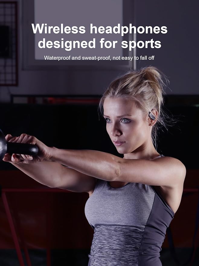 Wireless Earbuds Bluetooth 5.4 Headphones 53H Playtime Sport Earphones with LED Display,Over-Ear Buds Built in Mic in Ear Waterproof Headset for Workout Running Gaming - Black