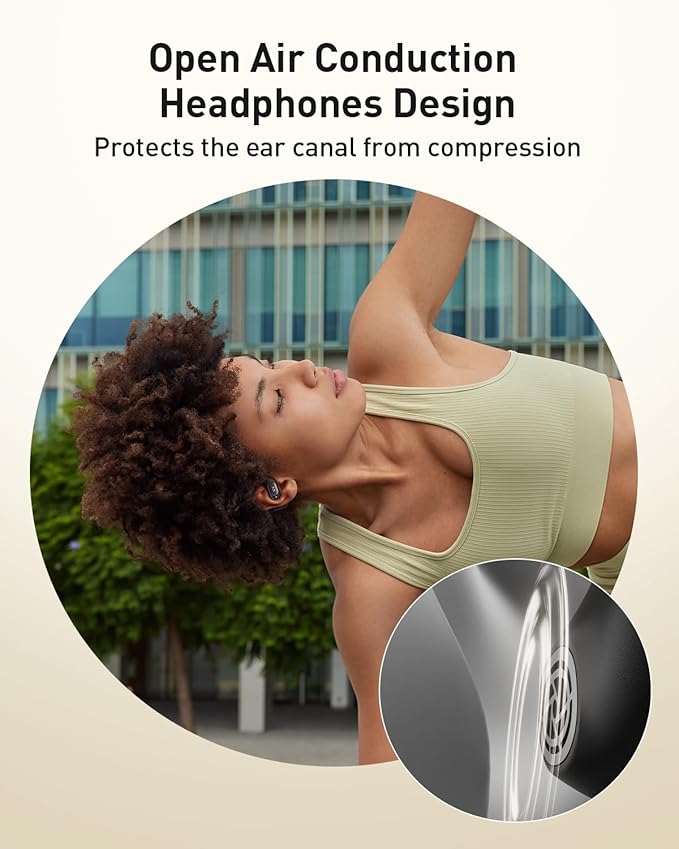 iWALK Open-Ear Headphones, True Wireless Headphones Bluetooth 5.4 Light Earbuds, Ultra Comfort Earhooks, 35H Playtimes, Clear Calls, Air Conduction Stereo Sound with 15mm Drivers for Workouts (Black)