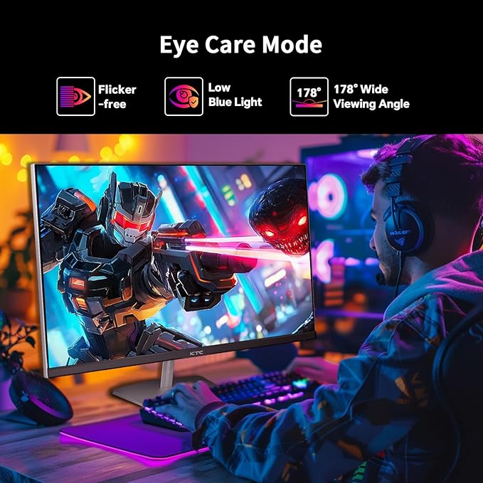 KTC 24.5 Inch 400Hz Gaming Monitor, FHD 1080P 240Hz Computer Monitor, Fast IPS, FreeSync/G-Sync Compatible, HDR400, DisplayPort x2 HDMI x2, VESA, Tilt Adjustable,H25X7