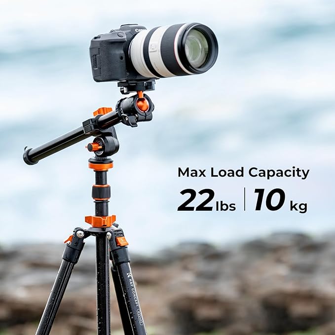 K&F CONCEPT 78 inch DSLR Camera Tripods with Magnesium Alloy Rotatable Multi-Angle Center Column,Load Capacity up to 22lbs/10kg K234A7+BH-28L+Extension Arm Kits