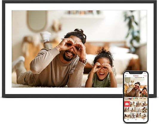 WiFi Digital Picture Frame, Frameo 15.6 inch Large Digital Photo Frame, 1920*1080 IPS FHD Touchscreen, Instant Share Pictures Video, 32GB Storage, Photo Frame Electronic, Gift for Mom, House Warming