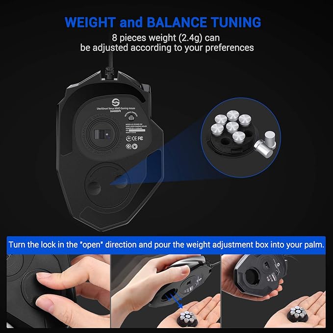 UtechSmart Venus Gaming Mouse RGB Wired, 16400 DPI High Precision Laser Programmable MMO Computer Gaming Mice [IGN's Recommendation]