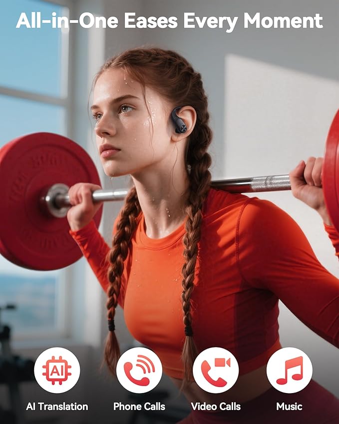 Translation Earbuds Real Time 164 Languages AI Translator Ear Buds 80Hrs Playtime Audifonos Traductores Inglés Español with 8 Translate Modes Bluetooth Headphones for Travel Meeting Learning Black