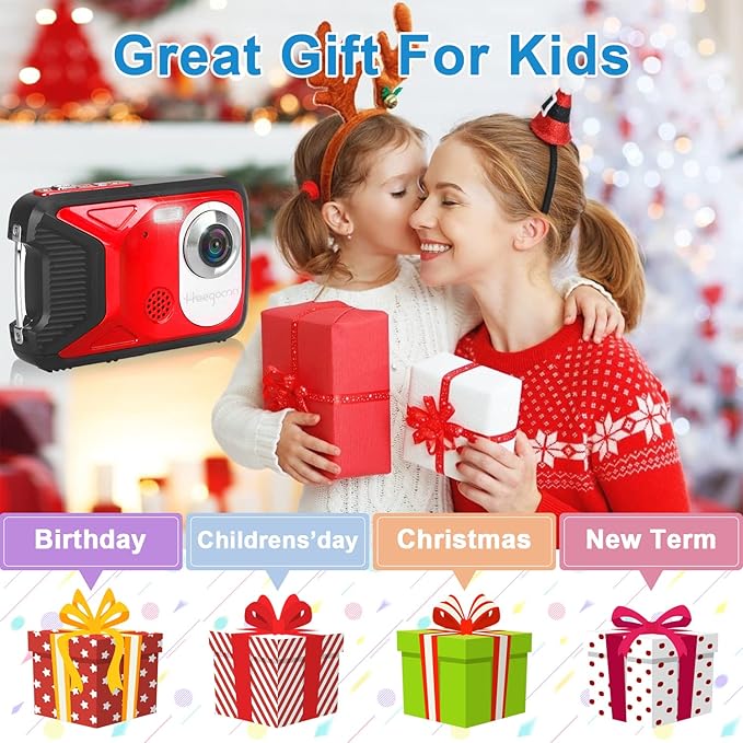 Waterproof Digital Camera with 32GB Card HD 1080P 36MP Underwater Digital Camera for Kids Teens Students Boys Girls(Red)
