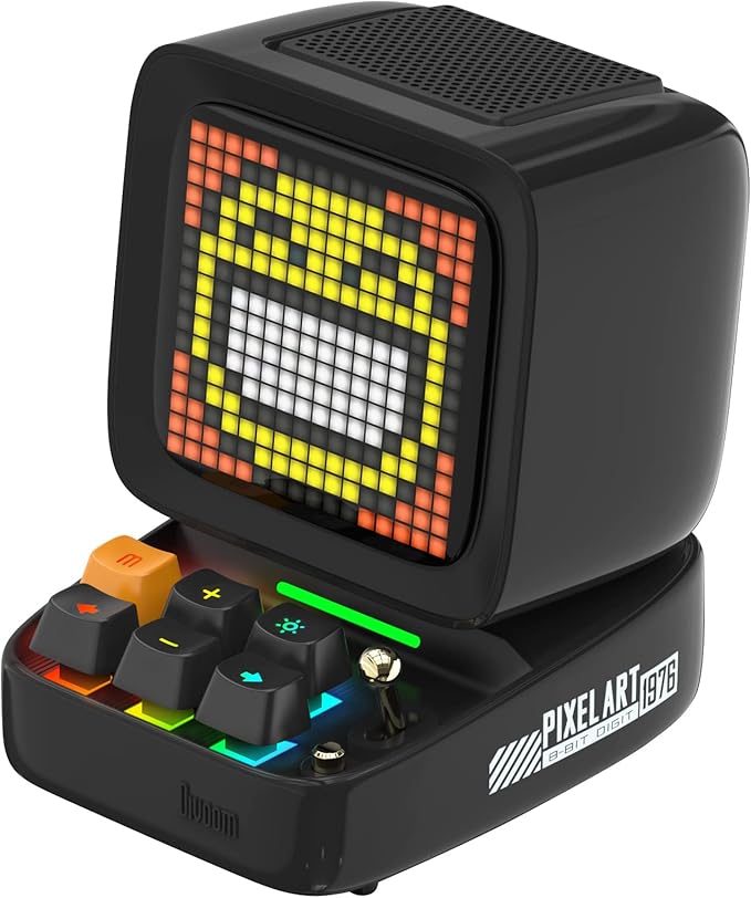 Divoom Ditoo Retro Pixel Art Game Bluetooth Speaker with 16X16 LED App Controlled Front Screen (Black)