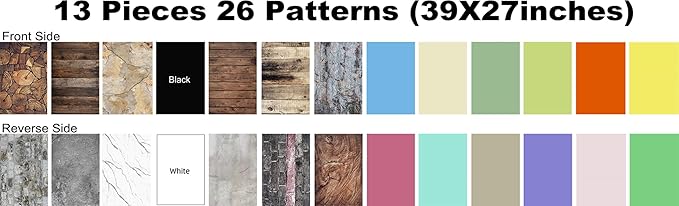26 Patterns Product Photography Backdrops 39x27in Small Background for Food