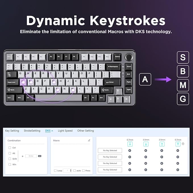 YUNZII RT75 Rapid Trigger Wired Gaming Keyboard,Hall Effect Magnetic Switch,Adjustable Actuation Esports,75% TKL Layout with Knob,RGB Backlit, PBT Keycaps for Mac/Win (Black, Outemu Switch)