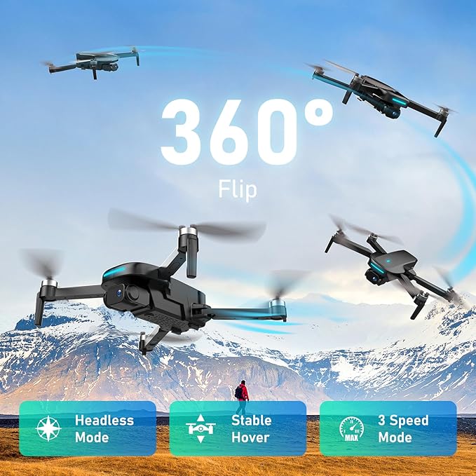Mirason Drone with Camera, 1080P HD FPV Camera Drone with Brushless Motor, 2 Batteries, 360 Flips, Headless Mode, Gravity Control, 36 Mins Long Flight Foldable for Kids and Beginner