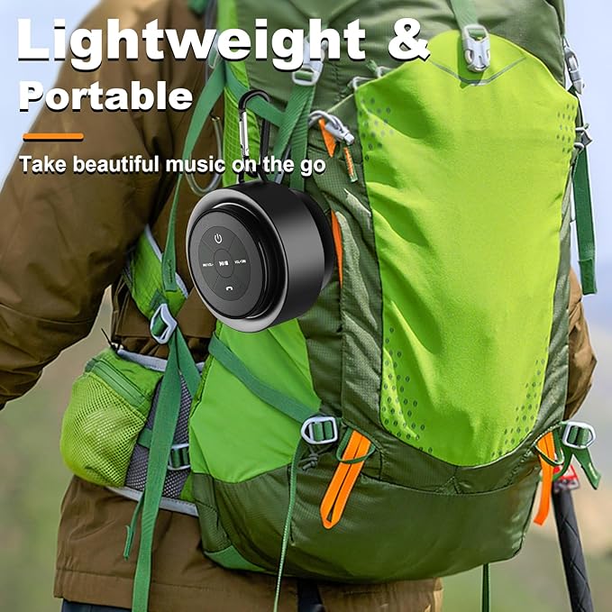 Bluetooth Shower Speaker, Portable Waterproof Speakers with Suction Cup, Wireless Outdoor Speaker for Pool, Camping, Beach, Hiking, Kayaking, Great Gift for Men, Women