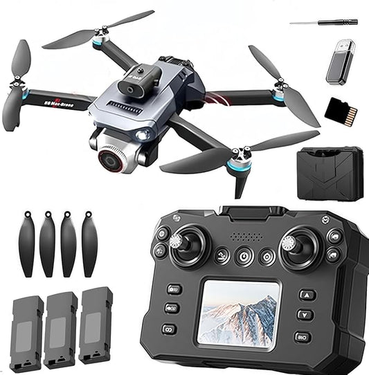 K6 Max Drone with Screen Controller with SD card, Brushless Motor, 3 batteries, Waypoint Fly, Optical Flow Localization, Active Obstacle Avoidance, One Key Take Off/Landing.