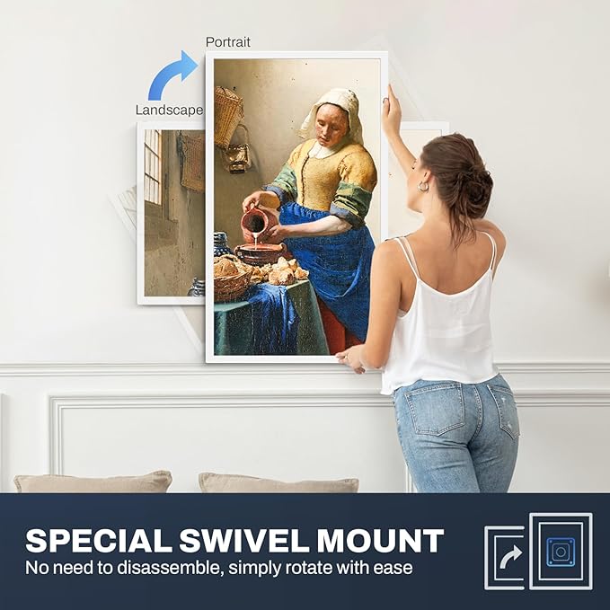 Extra Large Digital Picture Frame 32 inch, 1920x1080 FHD IPS WiFi Digital Photo Frame with Remote, 64GB Storage, Auto-Rotate, Instantly Share Photo/Video via Apps/Email, USB/Mirco SD, White