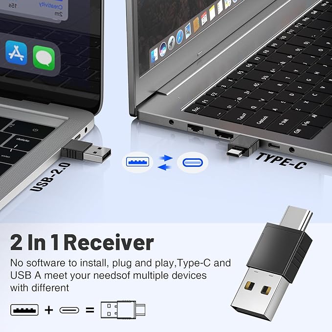 2-in-1 USB Type C Presentation Clicker with Red Light Pointer, Rechargeable Wireless Clicker for Powerpoint Presentations Support Hyperlink Volume Control, Presentation Remote for Mac Windows Keynote